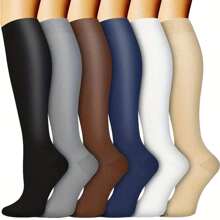 6 双铜压缩袜足球袜男款 15-20 毫米汞柱及膝可爱运动金色贴合骑行成人支撑软管循环长袜，适合健身房