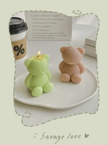 1只可愛小熊香薰蠟燭,8-10小時燃燒時間,適用於節日裝飾、派對禮物、紀念品 - 彩色 - 查看 5