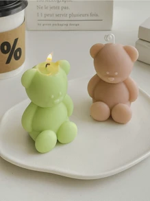 1只可愛小熊香薰蠟燭,8-10小時燃燒時間,適用於節日裝飾、派對禮物、紀念品 - 彩色 - 查看 3