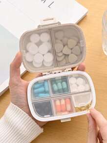 1 pieza Caja de pastillas portátil sellada de 8 ranuras, organizador semanal a prueba de humedad para medicamentos, caja de almacenamiento de pastillas, organización y almacenamiento, accesorios de viaje, artículos esenciales de viaje, recipiente de almacenamiento, organización de baño, color beige - tamaño regular