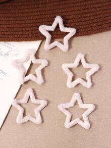 5pcs Fluffy Milk Stars For Diy Projects In Autumn And Winter - Apricot - View 1