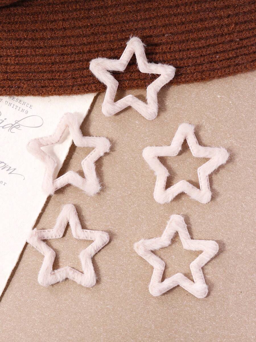 5pcs Fluffy Milk Stars For Diy Projects In Autumn And Winter - Apricot - View 1