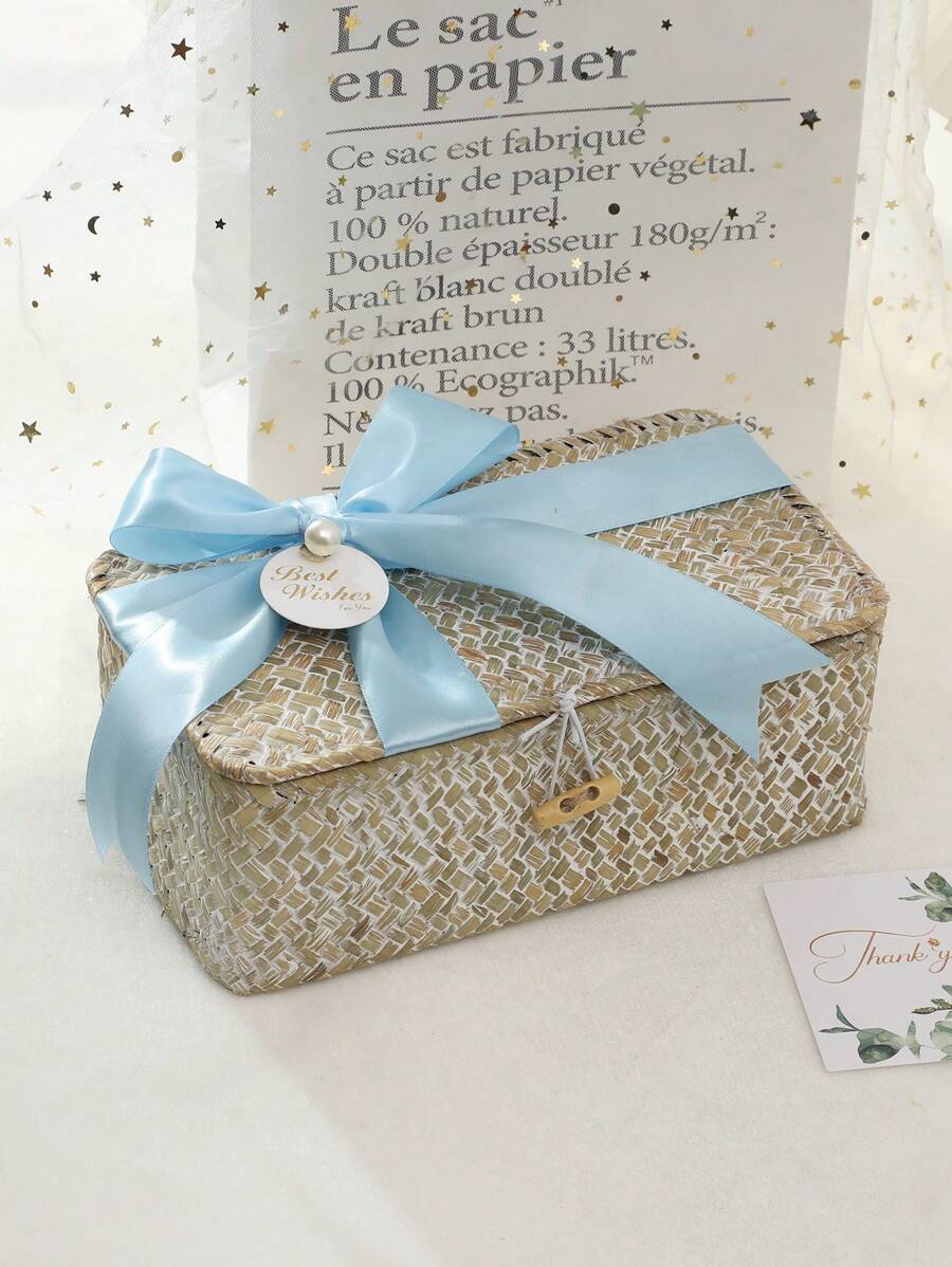 1 件藤条编织礼品盒，节日伴侣礼品盒，适合婚礼、生日派对等