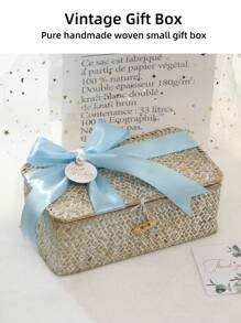 1 件藤条编织礼品盒，节日伴侣礼品盒，适合婚礼、生日派对等