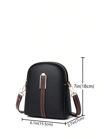 1pc Colorblock Decor Multi-compartment Vintage Crossbody Bag, Suitable For Women's Daily Use