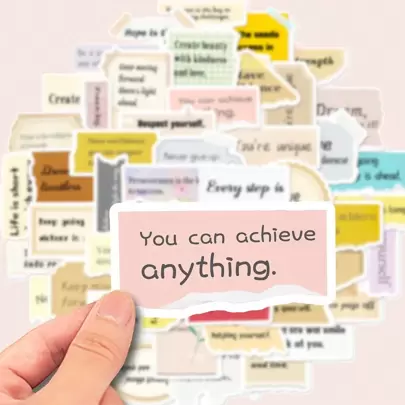 50入組/包激勵塗鴉文字碎片貼紙,適用於裝飾手機、筆記型電腦、行李箱、筆記本等