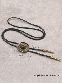 1入西部風格雕花和捲邊帽形合金墜飾項鍊,復古長皮革鏈女士飾品