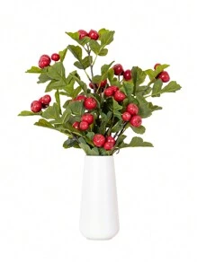 1入組69cm高仿真山楂樹枝,12顆果實,田園風格,用於家居客廳裝飾派對裝飾