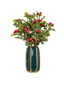 1入組69cm高仿真山楂樹枝,12顆果實,田園風格,用於家居客廳裝飾派對裝飾