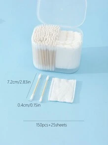 25pcs White Disposable Makeup Applicator + 150pcs Double Tipped Swab For Cleaning - White - View 1