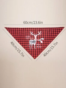 聖誕氛圍寵物頸巾,適用於狗和貓,格子裝飾鹿形三角圍巾,現貨供應 - 彩色 - 查看 2