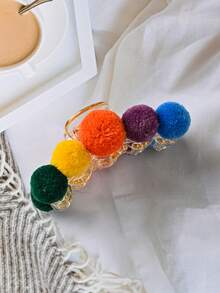 1 件裝女士彩色多巴胺對比毛茸茸髮夾,時尚可愛,適合日常佩戴