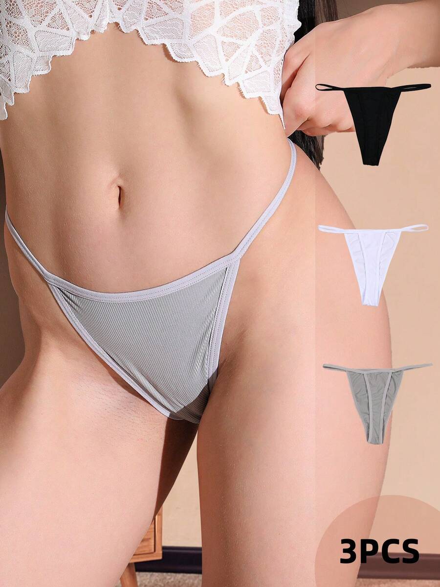 3 條裝女士性感丁字褲,細腰帶,低腰設計