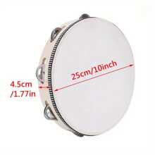 Tambourine For Adults Hand Held Wood Tambourine Comes In 4 Size Single Row Metal Jingles Tambourine Musical Educational Tambourine Gift Rhythm Percussion Instrument For Party KTV, School Supplies,Instruments.,Tambourine Foot,Trumpet Musical Instrument,Pandero,Percussion,Tambourine Musical Instrument,Tambour,Trompet,Hand Percussion - Beige - View 7