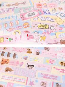 1 quyển/50 tờ ngẫu nhiên phong cách Hàn Quốc động vật hoạt hình, chữ cái, nhãn dán tranh ngọt ngào và đơn giản, phụ kiện tự làm để trang trí trong sổ lưu niệm - Nhiều màu - Xem 8