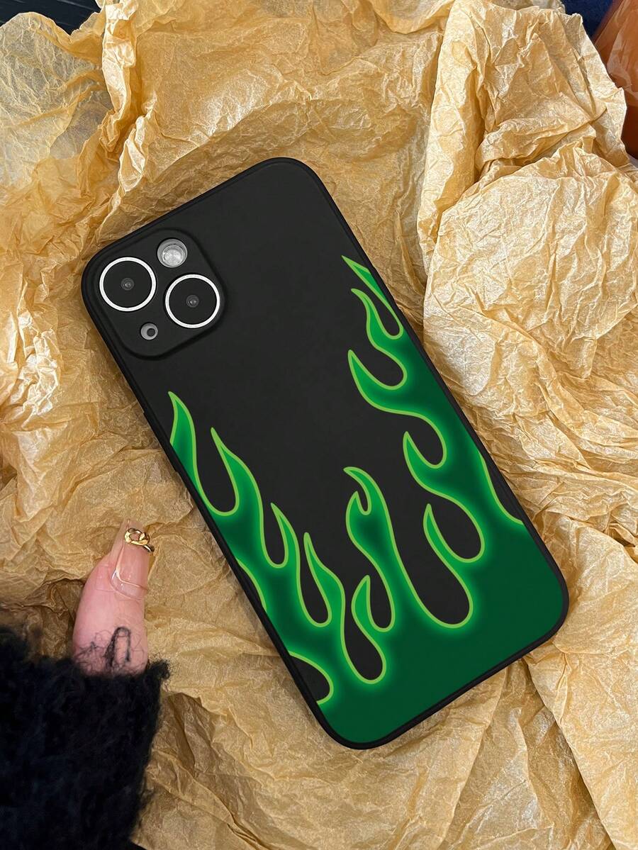 1pc Colorful Flame Pattern Printed Phone Case Compatible With Samsung/Apple Phone - Multicolor - View 1