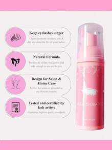 30/60ml Eyelash Extension Cleanser With Mascara Brush,Eyelash Extension Shampoo Foam And Eyelid Cleanser,Makeup Remover,Preservative-Free And Sulfate-Free,Suitable For Salon And Home Use,Pink Bottle Eyelash Mousse Lash Glue,Eye Lash Glue