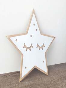 1入組北歐風格可拆卸鏡面壁貼,卡通星型木製和壓克力鏡子,適用於臥室、客廳家居裝飾