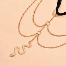 1入組蛇形流蘇腳鍊珠寶身鍊,適用於女士夏季海灘夜店腳部配件