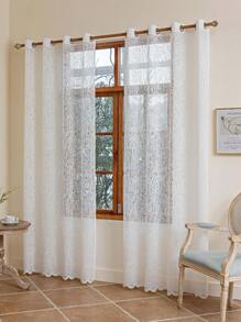 1pc Mesh Curtain With Perforations For Living Room, Bedroom, Kitchen, Patio, Villa
