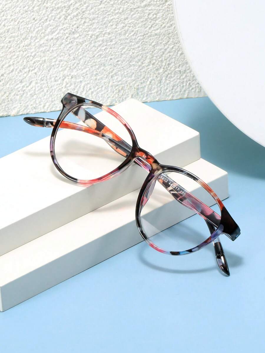 1pc Leopard Pattern Round Ultra Light Anti-Blu-Ray Non-Prescription Glasses - Multicolor - View 1
