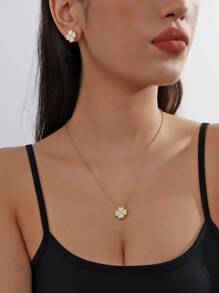 3入組/套金屬鏈條花形吊墜,個性化豪華氣質女士珠寶套裝