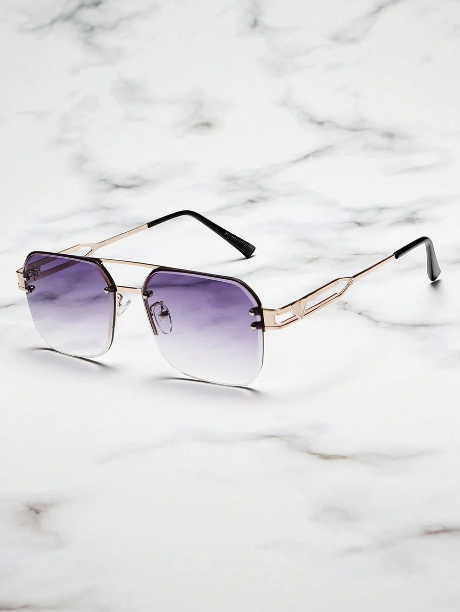 1 Pair Unisex Geometric Pattern Fashionable Decorative Casual Fashion Glasses - Ombre - View 1