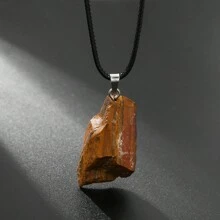 1pc Asymmetrical Natural Crystal Stone Pendant Necklace, Gender-Neutral Holiday Gift - Necklace - View 11