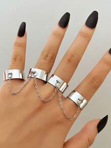 1 vòng tay chuỗi hình học dành cho nam và nữ - Bạc - Xem 11