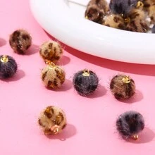 20pcs 1.5cm 8-Color Leopard Print Faux Mink Fur Pom Pom Pendant For Diy Earrings, Necklace And Craft Making - 20pcs - View 2