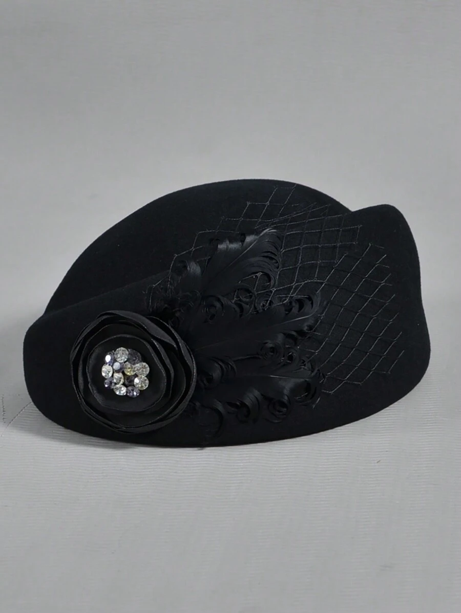 女士帽子秋冬貝雷帽百搭貝雷帽純毛帽子法式禮帽優雅禮帽保暖帽畫家帽宴會帽法式時尚禮帽新娘禮帽女士英倫風禮帽女士帽子,復古帽子,蝴蝶結帽子,生日派對頭飾,宴會禮服帽子,黑色帽子賽馬帽賽馬會禮服帽大帽子女士帽子 - 白色 - 查看 1