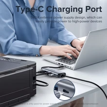 llano 2 IN 1 USB 3.0 5 Port Docking Station Gigabit Ethernet Port USB/USB C To USB/Type-C/Ethernet