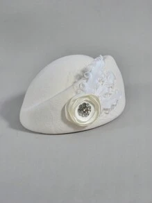 女士帽子秋冬貝雷帽百搭貝雷帽純毛帽子法式禮帽優雅禮帽保暖帽畫家帽宴會帽法式時尚禮帽新娘禮帽女士英倫風禮帽女士帽子,復古帽子,蝴蝶結帽子,生日派對頭飾,宴會禮服帽子,黑色帽子賽馬帽賽馬會禮服帽大帽子女士帽子 - 白色 - 查看 9