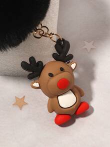 1個聖誕主題硅膠鑰匙扣,附有球和馴鹿設計 - 黑色 - 查看 3