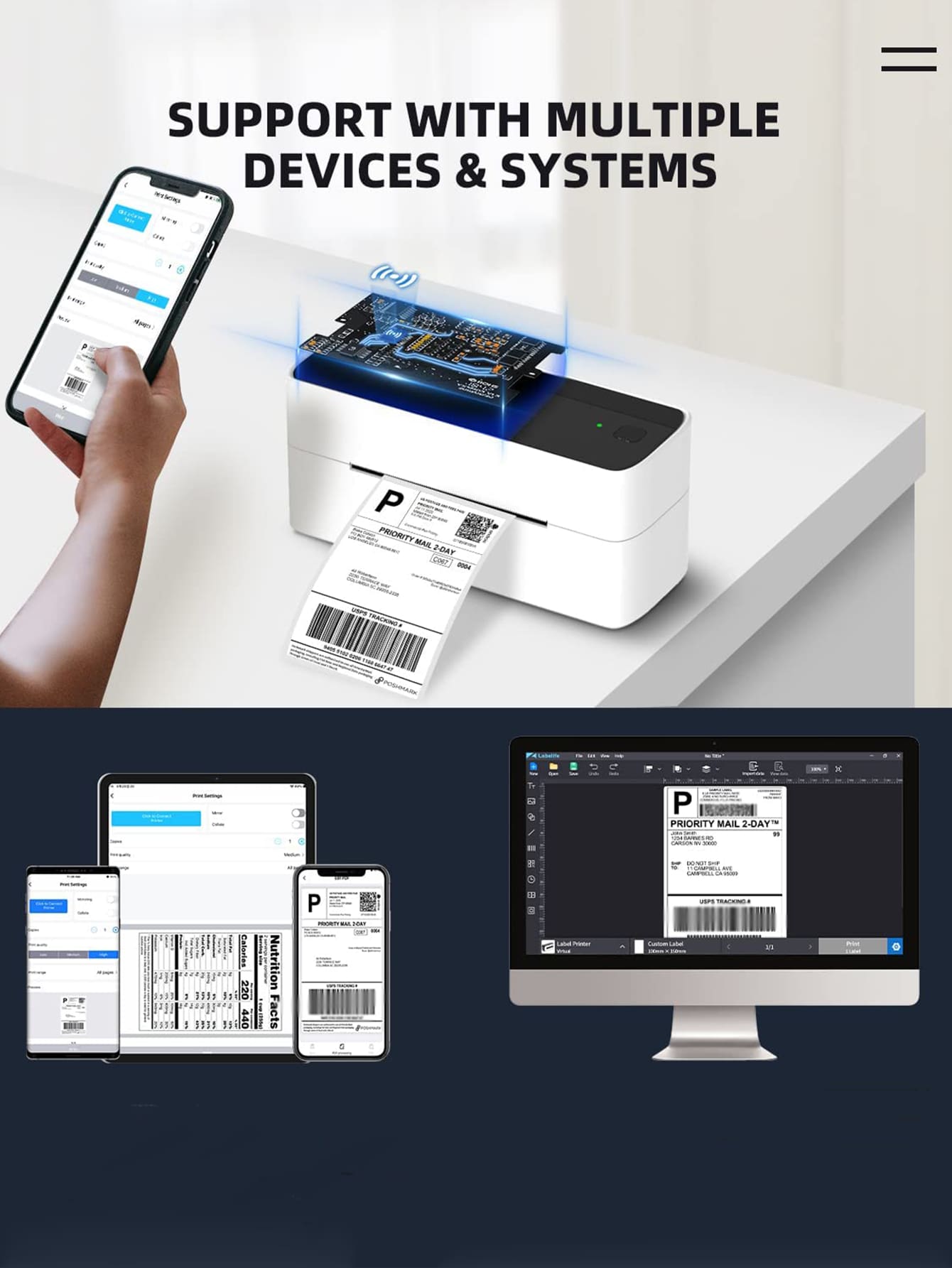 Phomemo 1pc PM241BT Thermal Label Printer, Wireless Shipping Label