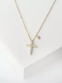 ELSEDES 1 pièce Collier croix en argent sterling S925 de style minimaliste à la mode avec incrustation de pierres de style vintage, convient pour le port quotidien des femmes