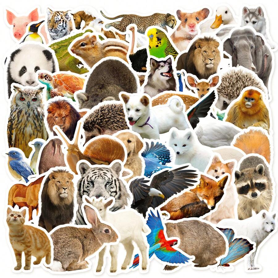 50 件防水乙烯基野生動物貼紙包適用於筆記型電腦、手機、吉他、水瓶。適合青少年和成人