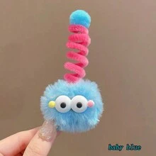 1 件裝女裝原創大眼睛扭髮夾彩色毛絨髮夾秋冬新款甜美可愛搞笑卡通髮飾適合派對和街頭攝影