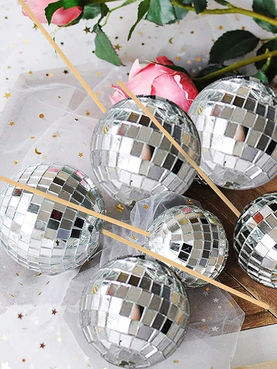 5 Pcs 3cm Or 3pcs 5cm Size Disco Ball Cake Decoration Silver Cake