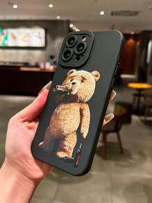 1pc Black Anti-Drop Camera Protective TPU Lens Eye Bear Shape Phone Case Compatible With Apple Phones Waterproof Shockproof Scratch Resistant