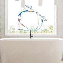 1入組卡通彩色鯨魚圓形裝飾浴缸貼紙,自粘可拆式pvc貼紙,適用於浴缸裝飾