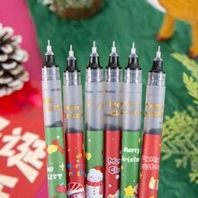 6入組聖誕主題直液式快乾大容量筆尖筆,卡通ins風格聖誕辦公學習文具禮盒中性筆