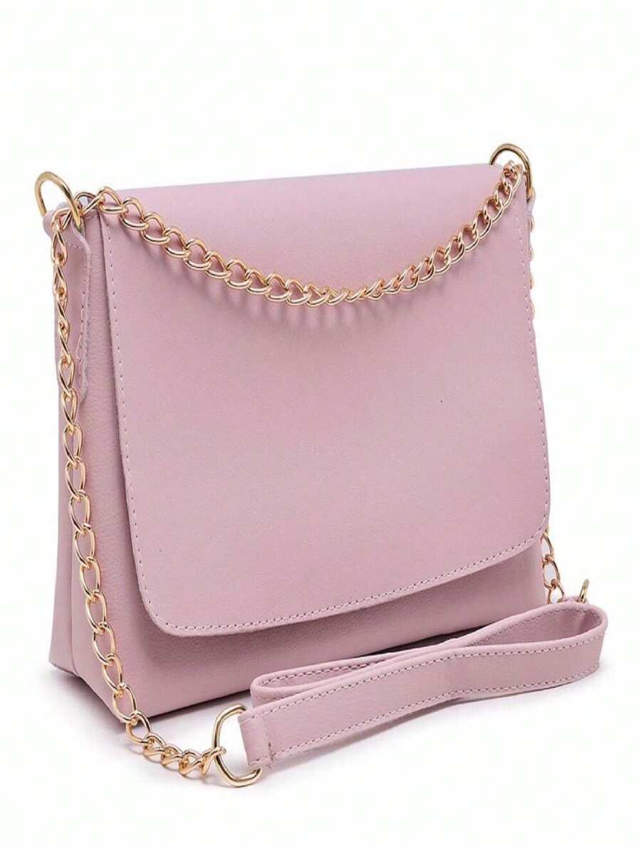 女性包,中鏤空款,鍊條肩帶 - 淺粉色 - 查看 1