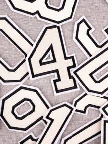 1個大號白色刺繡數字0-9衣裝貼片,可diy的棒球外套和大衣的數字徽章,可熨燙 - 杏色 - 查看 8