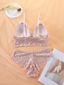 Conjunto de ropa interior sexy de estilo callejero y de moda para mujer, con encaje y sujetador embellecedor en la espalda, combinación de 3 colores, conjunto de lencería de dos piezas, conjunto de 2 piezas para mujer