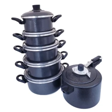 Jogo De Panelas Extra Forte 6 Peças Com Panela De Pressão 4,5 Litros - Preto - Visão 1