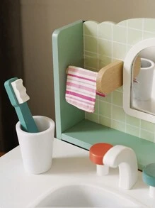 兒童木製遊戲房,咖啡機組,梳妝台水槽,甜點架,女孩廚房玩具角色扮演遊戲,3-4-5-6歲生日禮物,聖誕禮物,新年禮物 - 杏色 - 查看 4