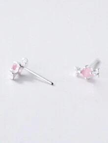 1pair Lovely 925 Sterling Silver Crystal Candy Cubic Zirconia Stud Earrings & Earrings For Teen Girls Gift - YW0983 - View 2