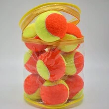 12个装手提袋包装的橙黄双色高弹力网球训练球，由纤维和橡胶制成，适合户外/沙滩训练 - 彩色 - 查看 4