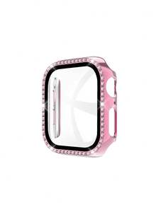 Bộ bảo vệ màn hình & vỏ đồng hồ trang trí bằng kim cương giả 2 trong 1 Tương thích với Apple Watch - Hồng - Xem 2